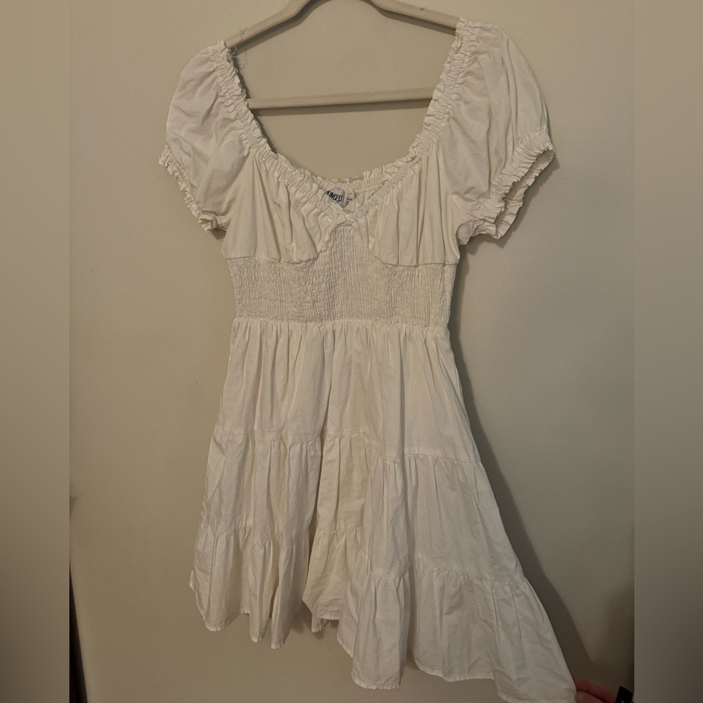 Princess Polly White Midi Dress with Puff Sleeves